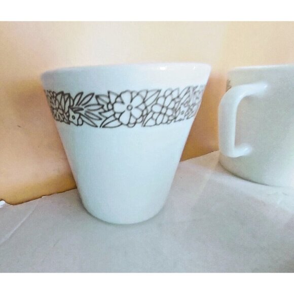 Vintage Pyrex Milk Glass Coffee Mugs Woodland Brown Set of 4 - Picture 6 of 9